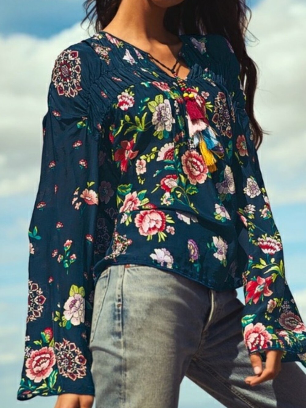 Johnny Was Harley Floral Tassel Top